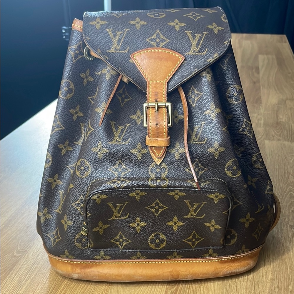 Louis Vuitton Brown Tan Monogram Montsouris MM Vintage